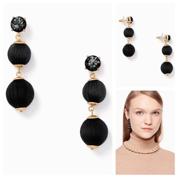 kate spade Jewelry - KATE SPADE Black Gold Graduated Ball Earrings NWT